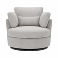 Poltrona girevole imbottita in tessuto bouclé grigio chiaro con base nera 85 x 90 x 75 cm