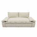 Divano 3 posti modulare in tessuto bouclé crema chiaro con braccioli regolabili struttura in legno 210 cm 100 cm 78 cm