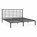 Letto matrimoniale struttura in acciaio al carbonio rete a doghe testiera a griglia nero 160x200 cm rettangolare
