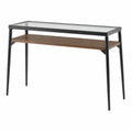 Scrivania con piano in vetro temperato e ripiano in legno ingegnerizzato struttura in metallo nero 120 x 60 x 75 cm trasparente nero legno naturale