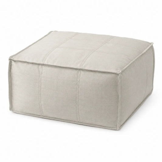 Pouf poggiapiedi quadrato in tessuto bouclé poliestere beige chiaro 60 x 60 x 35 cm imbottitura schiuma poliuretanica struttura legno multistrato